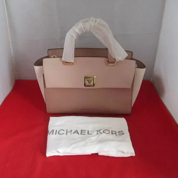 Michael Kors Bags Sylvia Tricolor Crossgrain Leather Top Zip